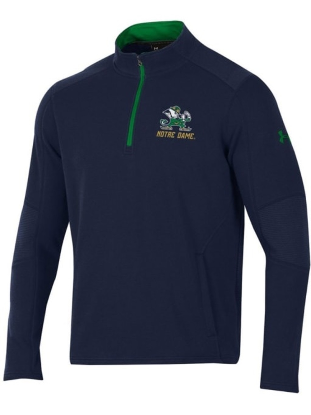UNDER ARMOUR NOTRE DAME FIGHTING IRISH MENS NAVY BLUE RIDGE LONG SLEEVE QTR ZIP